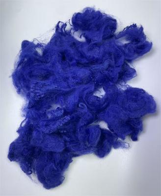 قیمت خوب Recycled Polyester Staple Fiber with 0.2% Oil Content and 0.7-15dtex Fineness in Sapphire Blue آنلاین